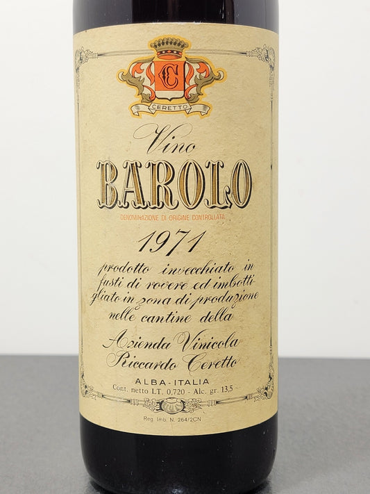 Barolo Riccardo Ceretto 1971 bott.72cl 13.5%