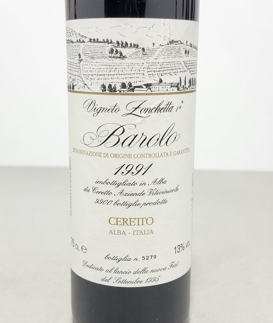 Barolo Ceretto Vigneto Zonchetta 1991 bott.75cl 13%