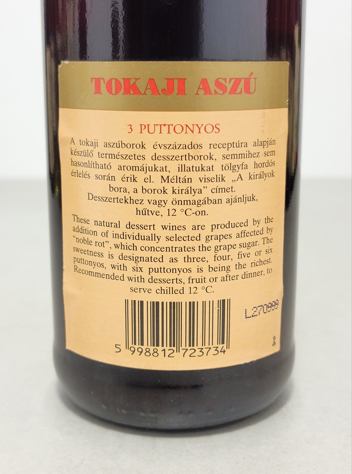 Tokaji Aszu Kereskedohaz 1991, 3 Puttonyos bott. 50 cl 13%