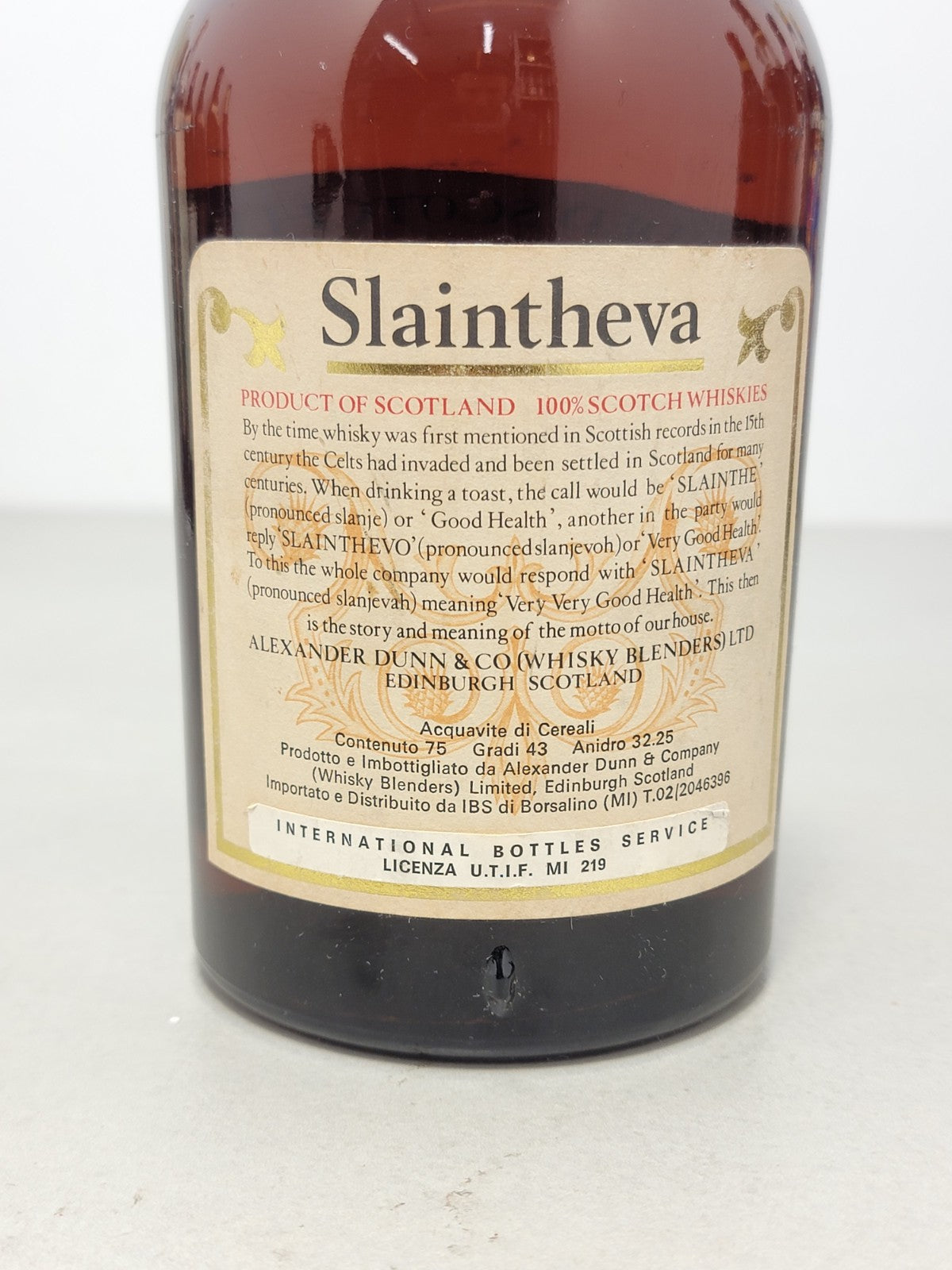 Whisky Slaintheva 12 years Anniversary Alexander Dunn 1970s Blended 75 cl 43%