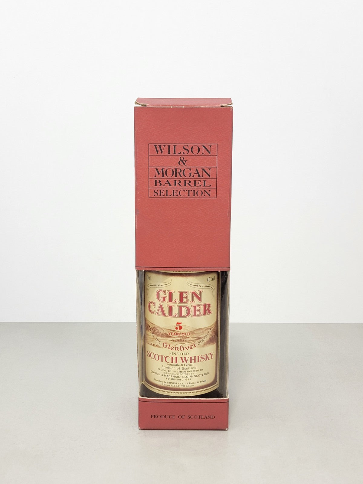 Whisky Glen Calder 5 years Glenlivet Gordon & Macphail 1970s con Box 75 cl 40%