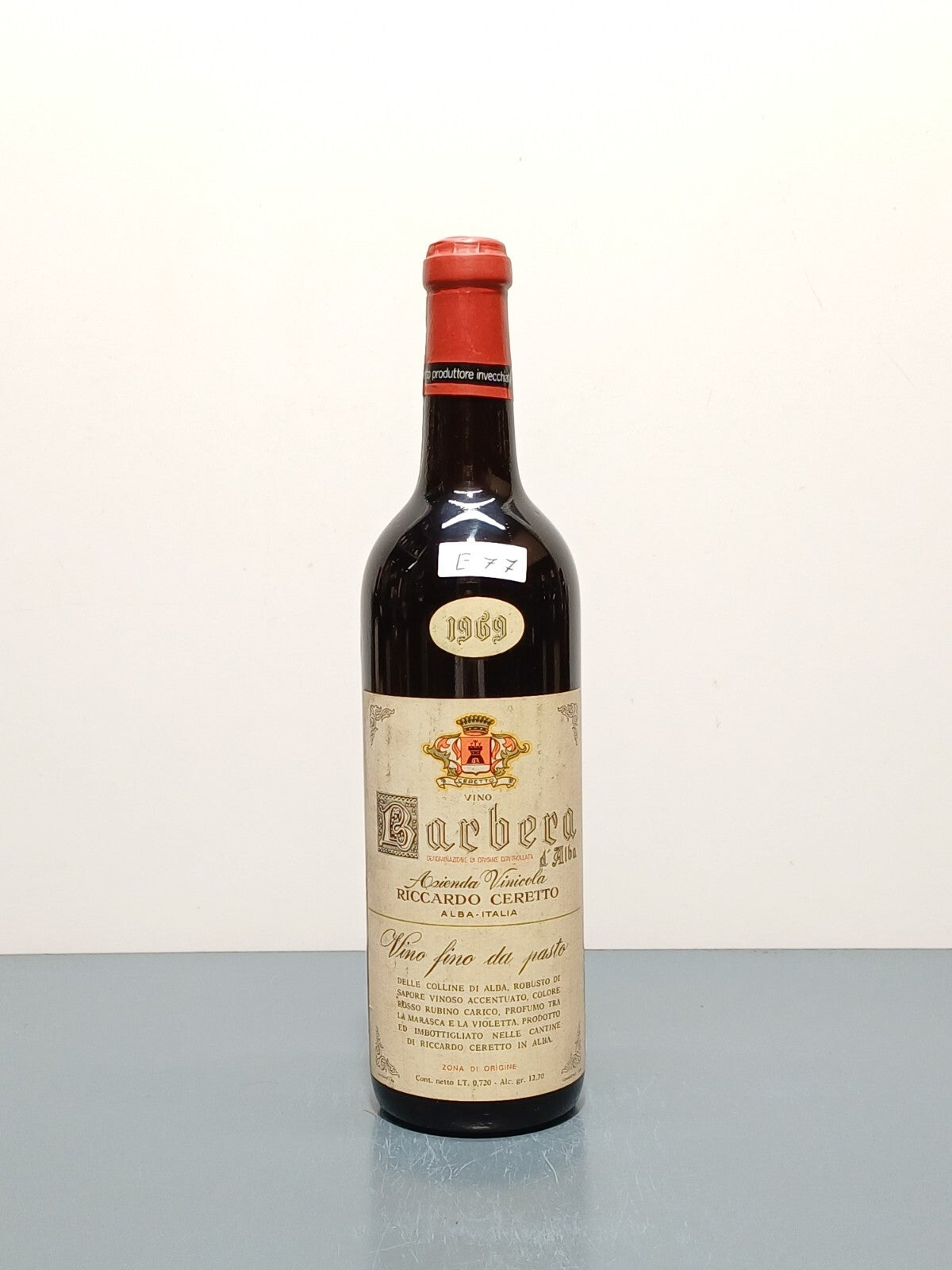 Barbera 1969 D'alba Riccardo Ceretto bott. 72 cl