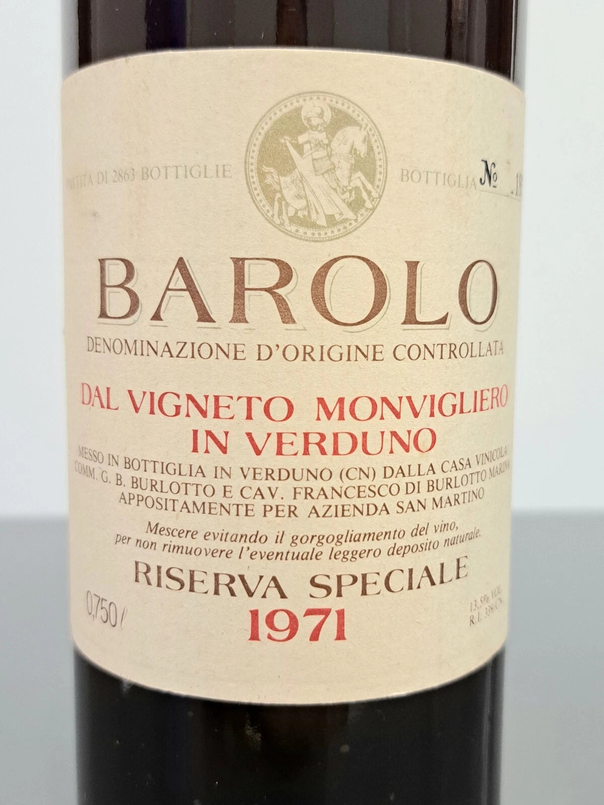 Barolo G.B. Burlotto 1971 Monvigliero In Verduno Riserva Speciale bott.75 cl