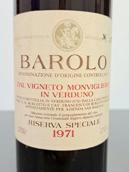 Barolo G.B. Burlotto 1971 Monvigliero In Verduno Riserva Speciale bott.75 cl