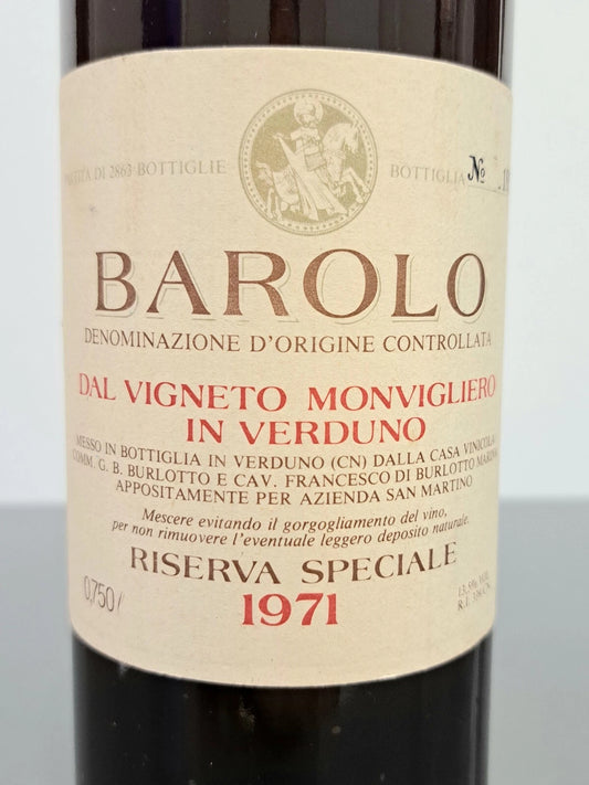 Barolo G.B. Burlotto 1971 Monvigliero In Verduno Riserva Speciale bott.75 cl