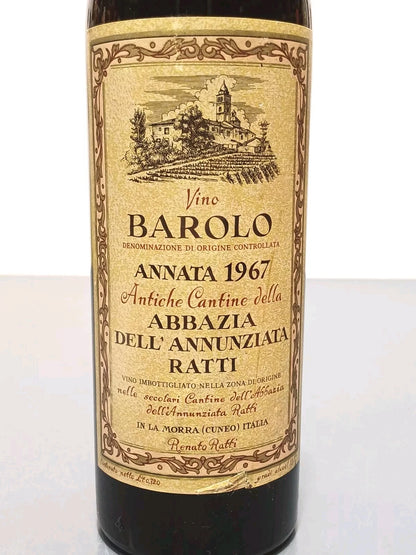Barolo Renato Ratti 1967 Antiche Cantine Abbazia dell'Annunziata 72 cl 13,5%