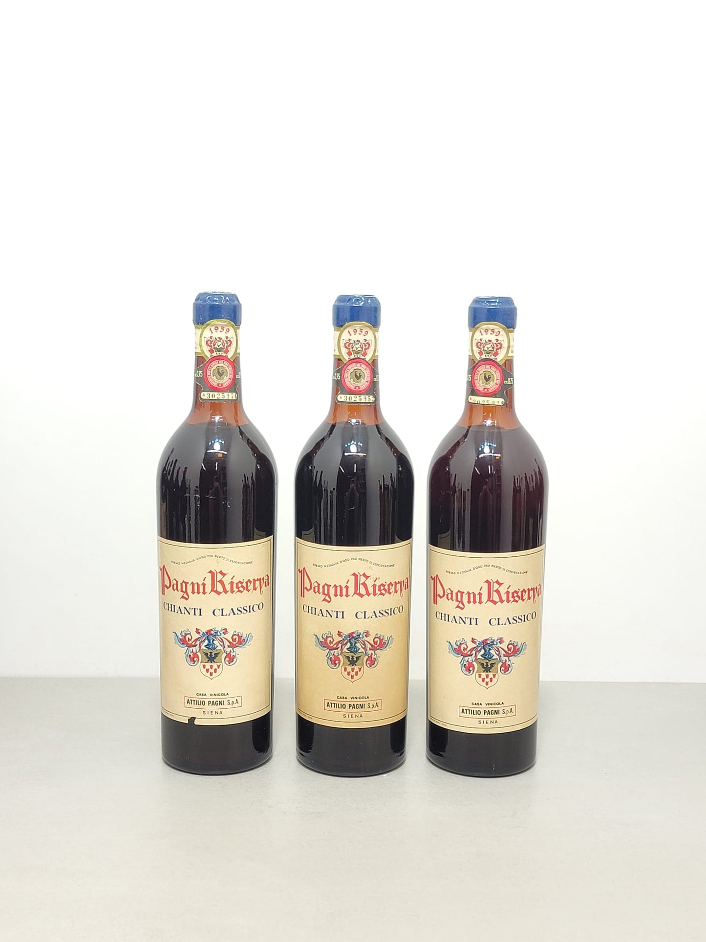 3 Bottiglie di Chianti Attilio Pagni Riserva 1959 bott.75 cl 13%