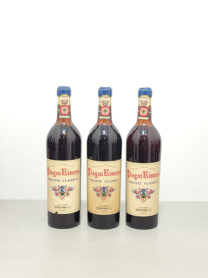 3 Bottiglie di Chianti Attilio Pagni Riserva 1959 bott.75 cl 13%