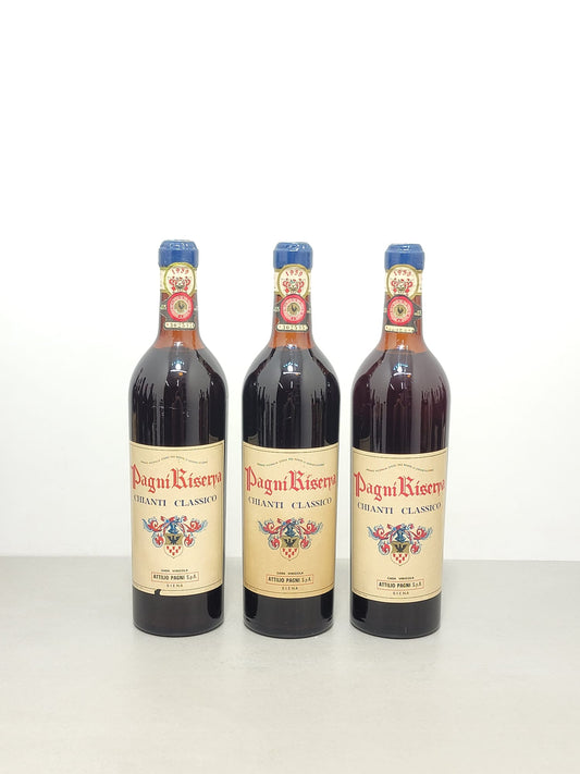 3 Bottiglie di Chianti Attilio Pagni Riserva 1959 bott.75 cl 13%
