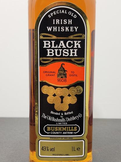 Whisky Bushmills Black Bush Irish Single Malt Whisky 1980s bott. 1 Litro 43%