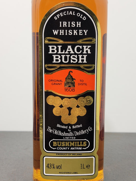 Whisky Bushmills Black Bush Irish Single Malt Whisky 1980s bott. 1 Litro 43%