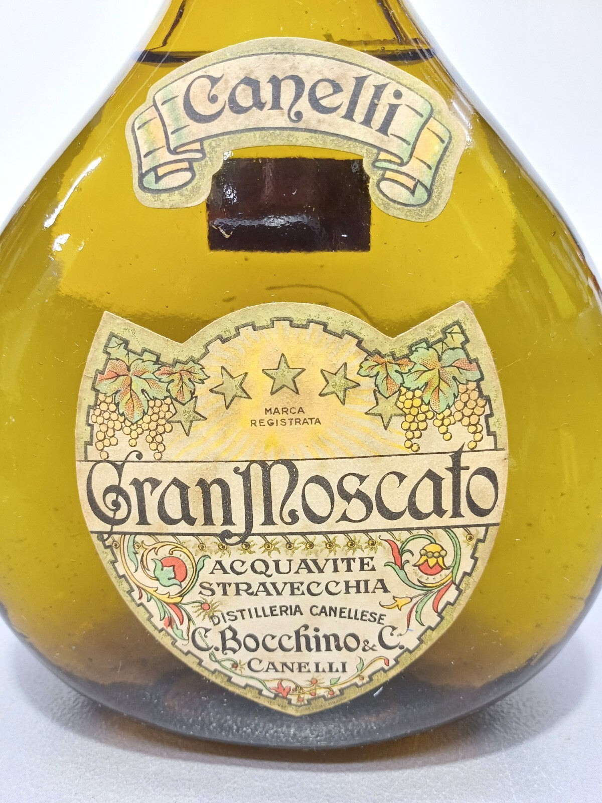 Grappa Bocchino Canelli 1920s Gran Moscato Acquavite Stravecchia bott. 100 cl