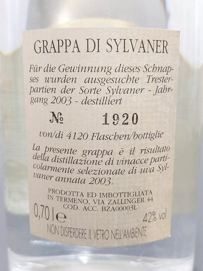 Grappa Sylvaner 2003 Abbazia di Novacella bott. 70 cl