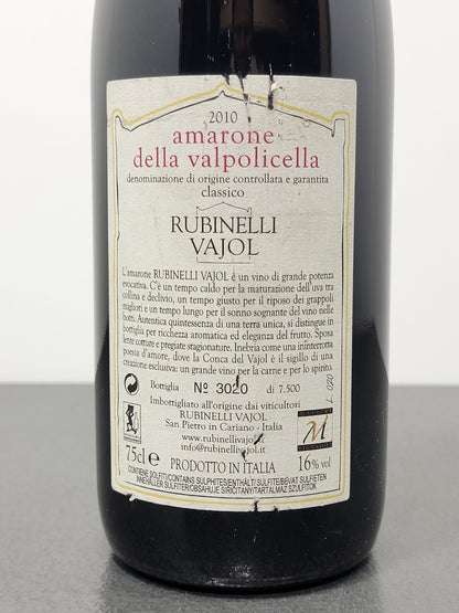 Amarone Rubinelli Vajol 2010 Valpolicella Classico bott..75 cl 16%