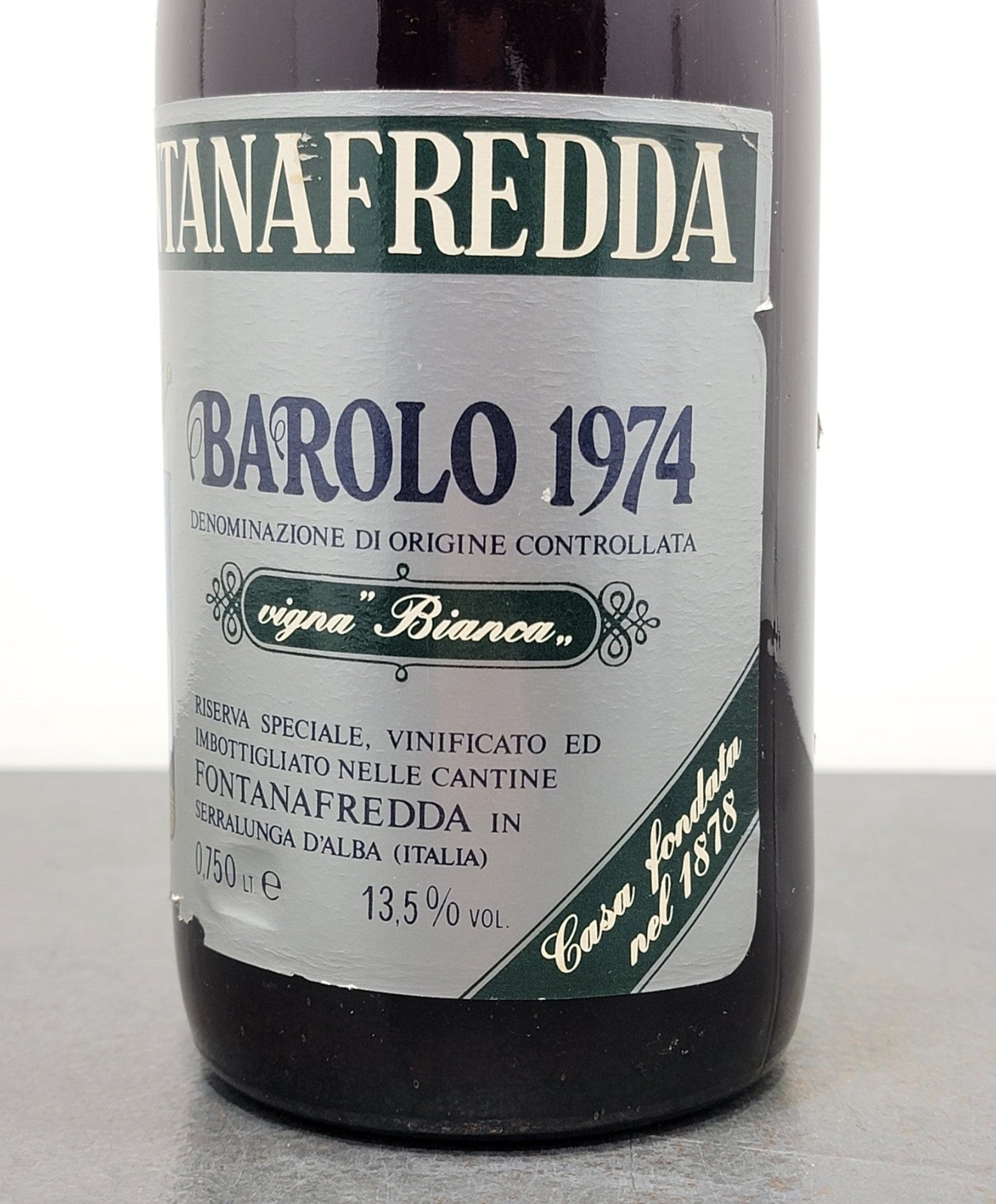 Barolo Fontanafredda Riserva Speciale 1974 Vigna Bianca bott.75 cl 13.5%