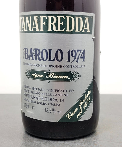 Barolo Fontanafredda Riserva Speciale 1974 Vigna Bianca bott.75 cl 13.5%