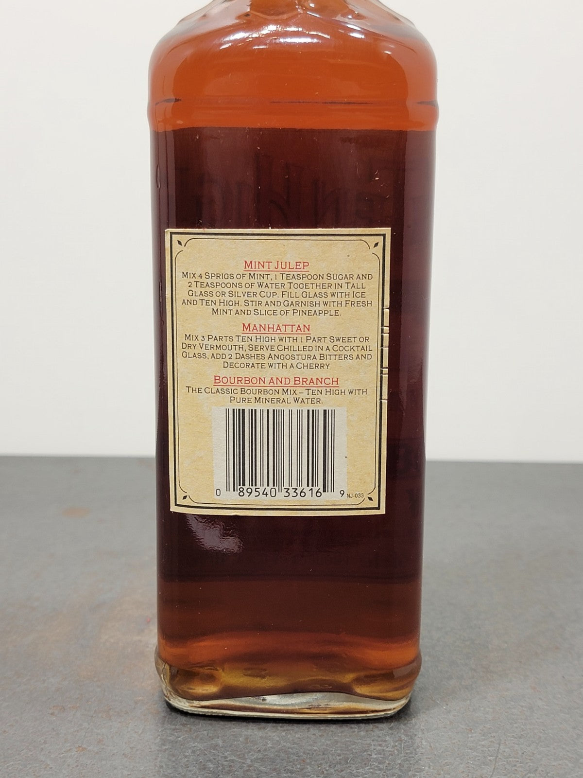 Whisky Ten High Kentucky Straight Bourbon Whisky 1990s bott.70 cl 40%