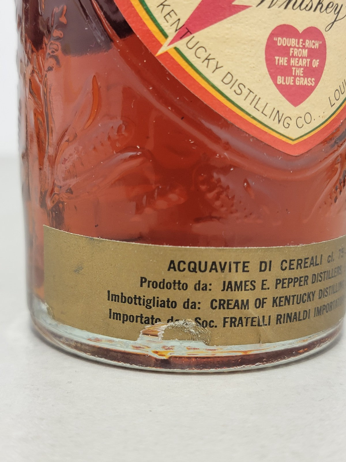 Whisky Cream of Kentucky James E. Pepper's 1960s Straight Bourbon bott.75 cl 40%