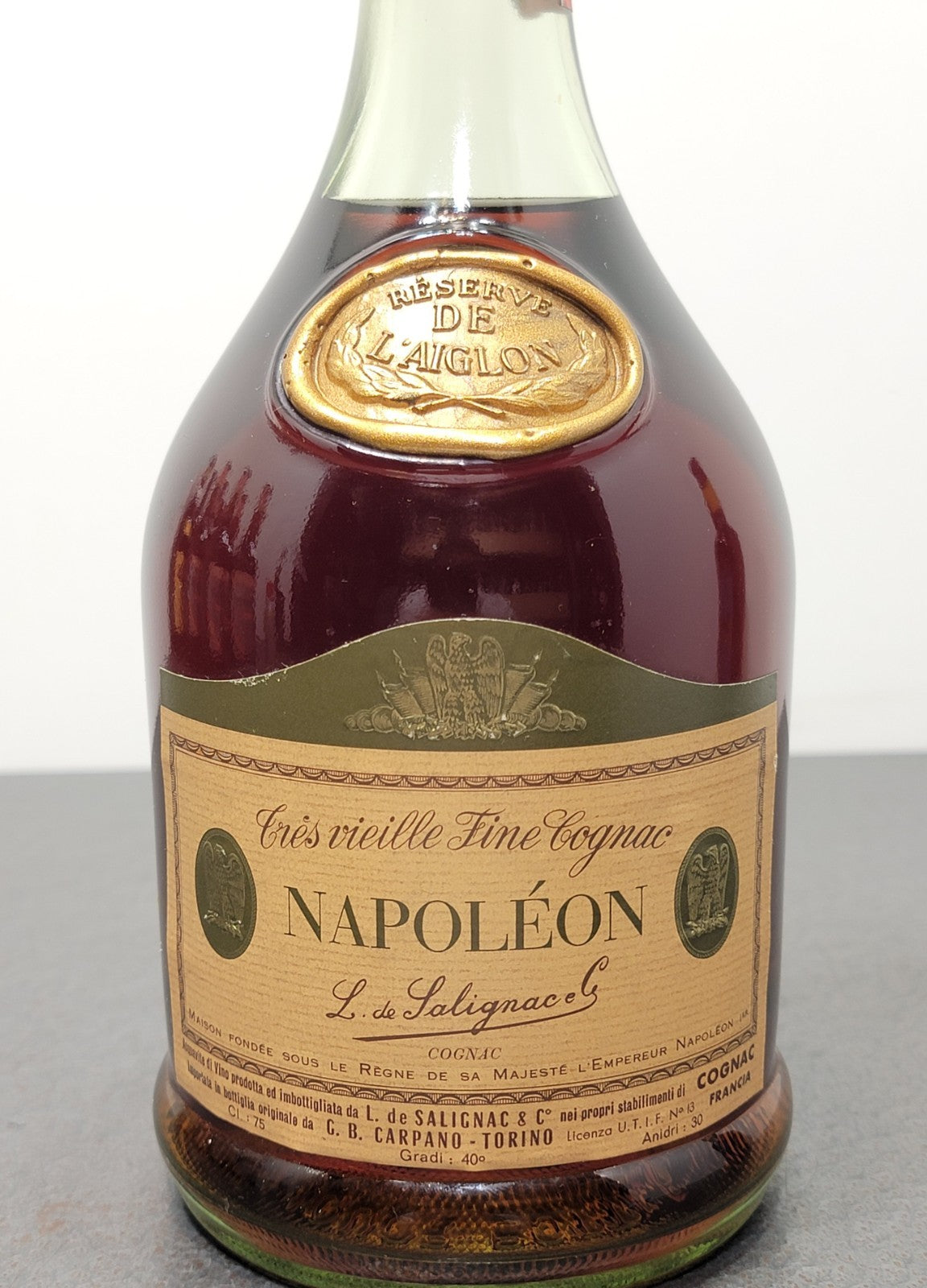 Cognac Napoleon 1970s Tres Vieille Fine Cognac Reserve De L'aiglon 75 cl 40%