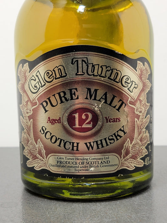 Whisky Glen Turner 12 years Pure Malt Scotch Whisky anni 80 bott.100 cl