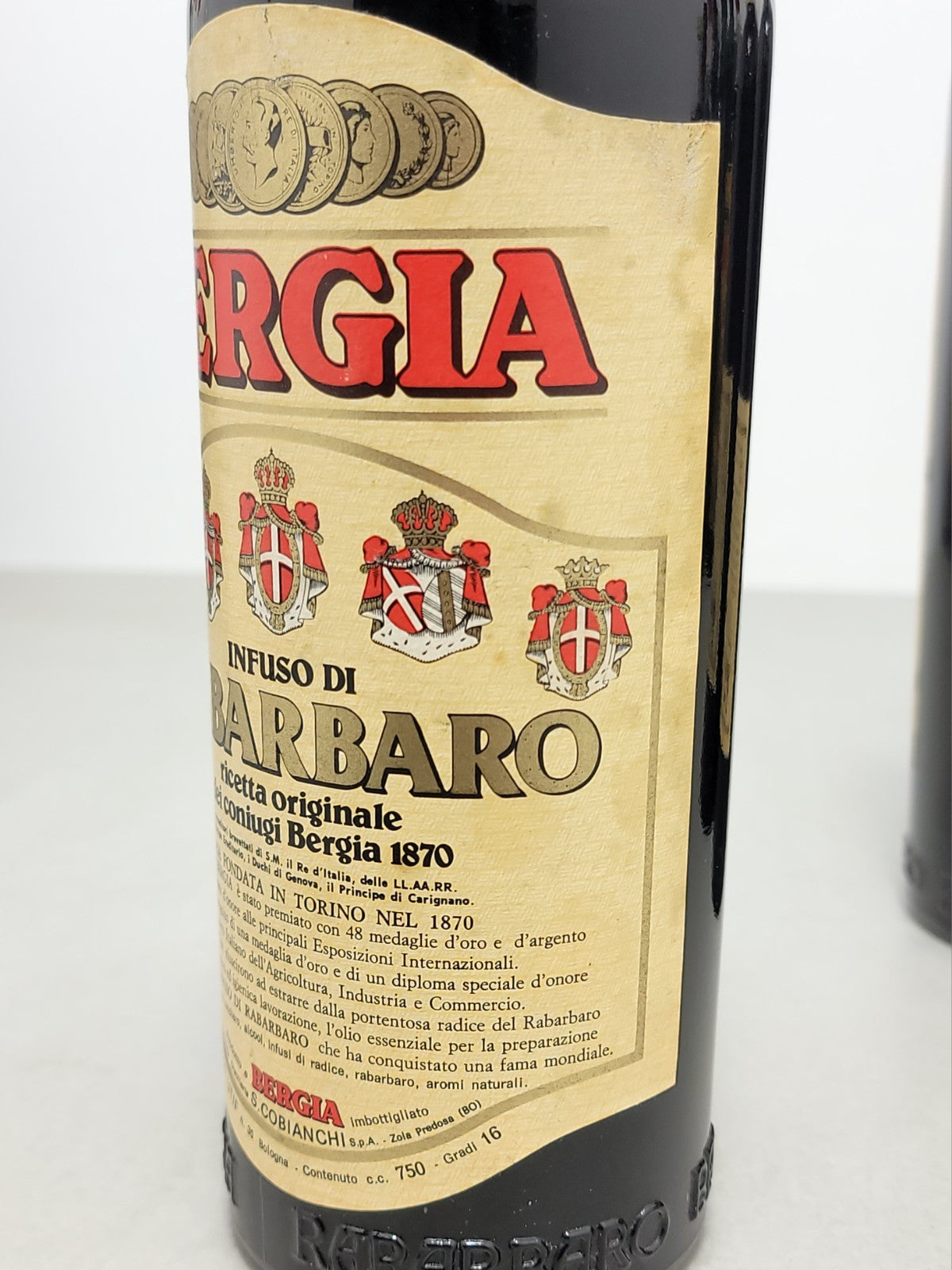 Liquore Bergia Rabarbaro S.Cobianchi anni 70 bott. 75 cl 16%
