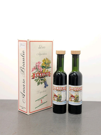 Amaro Alpino Braulio 1970s Box 2 Bottiglie Peloni bott. 20 cl 21%