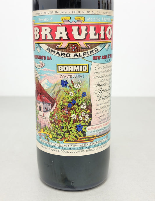 Amaro Alpino Braulio 1970s F. Peloni  Bormio Valtellina bott. 75 cl 21%
