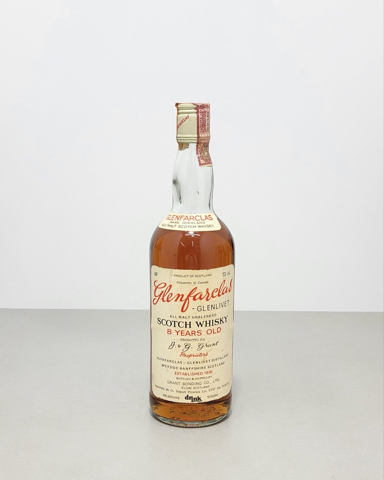 Whisky Glenfarclas Glenlivet 8 years 1970s Single Malt Scotch Whisky 75 cl 40%