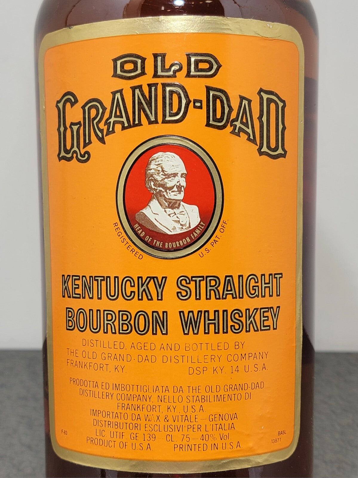 Whisky Old Grand Dad Kentucky Straight Bourbon 1983 bott.75 cl 40%