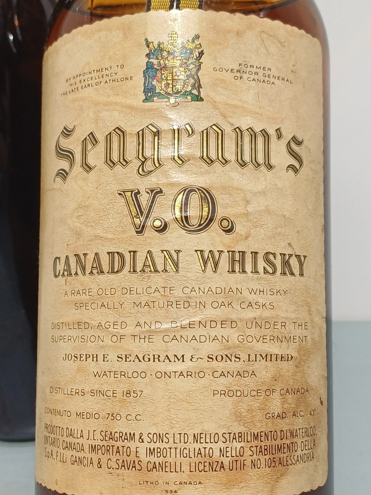 Whisky Seagram's V.O Canadian Club 1950s bott.75 cl 43%