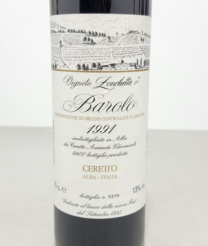 Barolo Ceretto Vigneto Zonchetta 1991 bott.75cl 13%