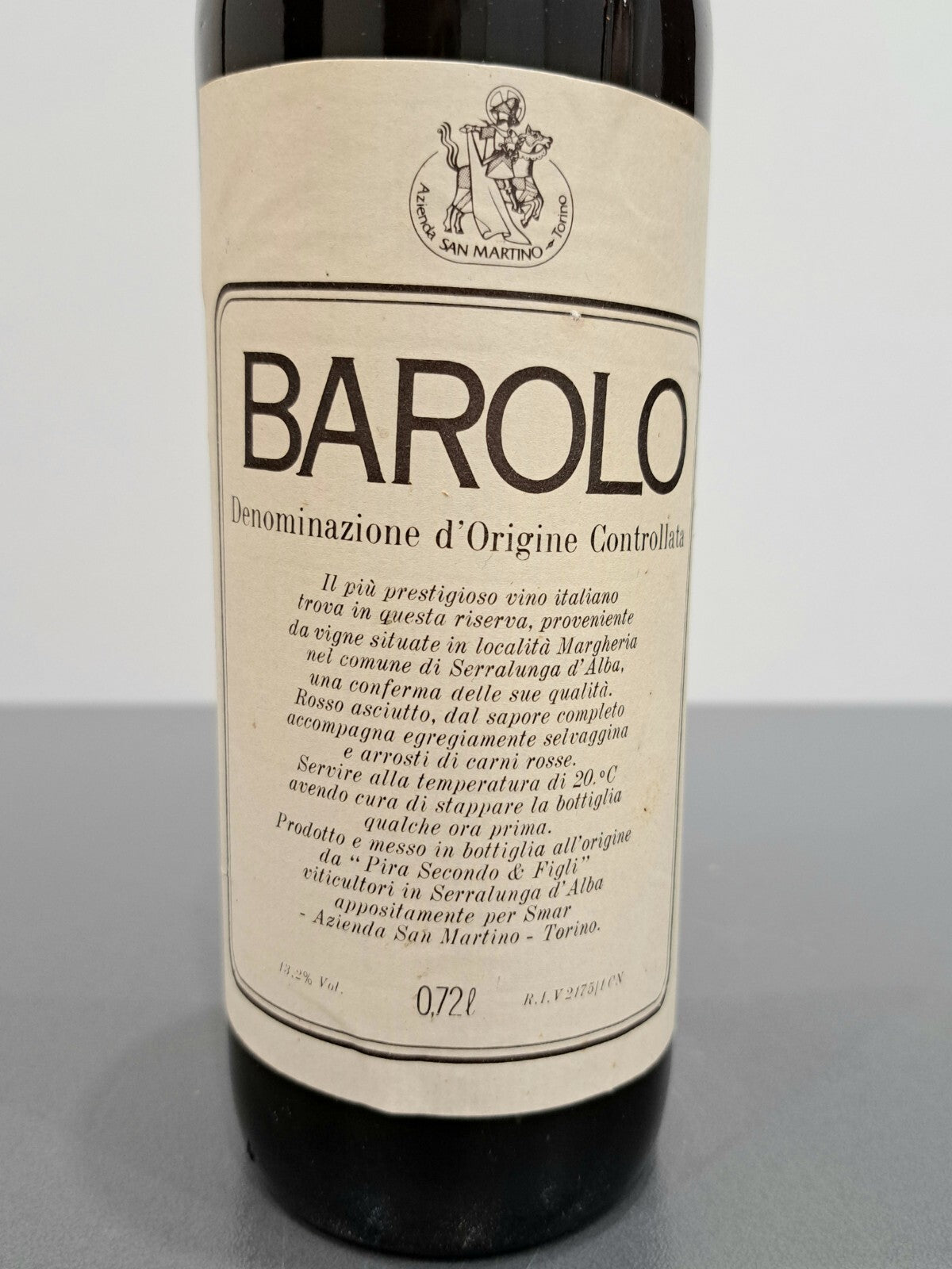 Barolo Riserva Speciale 1974 Pira Secondo. Cl 72