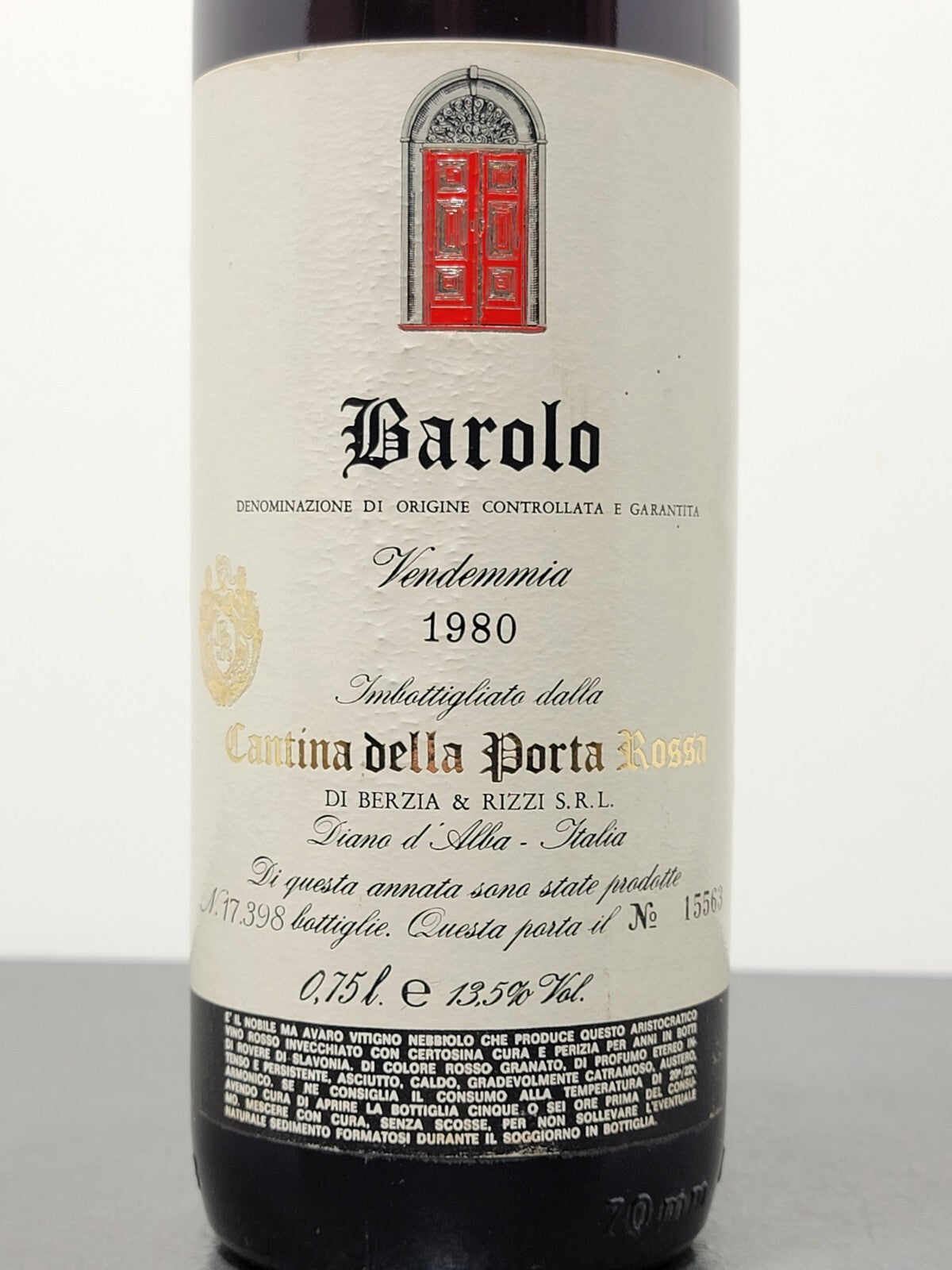 Barolo Cantina della Porta Rossa 1980 Di Berzia & Rizzi bott.75 cl 13.5%