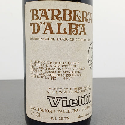 Barbera d'Alba 1978 Bussia Castiglione Falletto Vietti.75 cl 13.3%