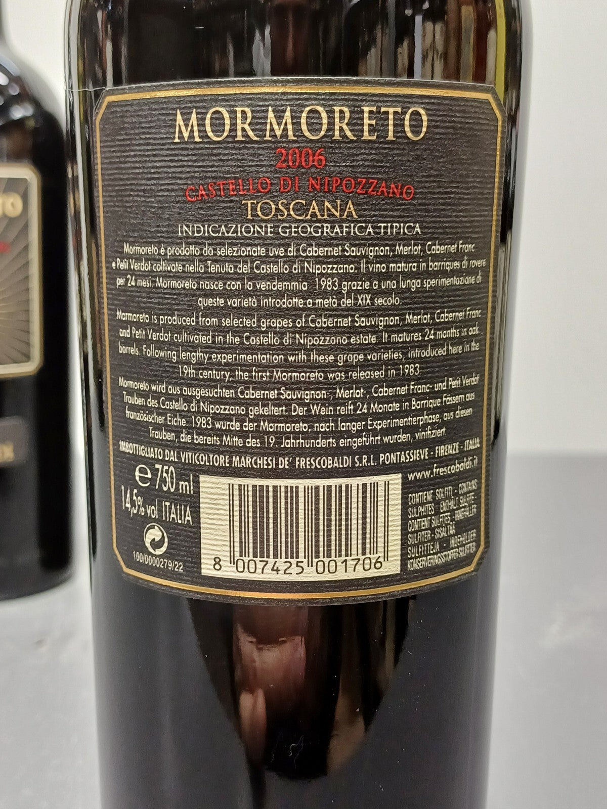 1x Mormoreto Marchesi de Frescobaldi 2006  Castello Nipozzano bott.. 75 cl 14,5%