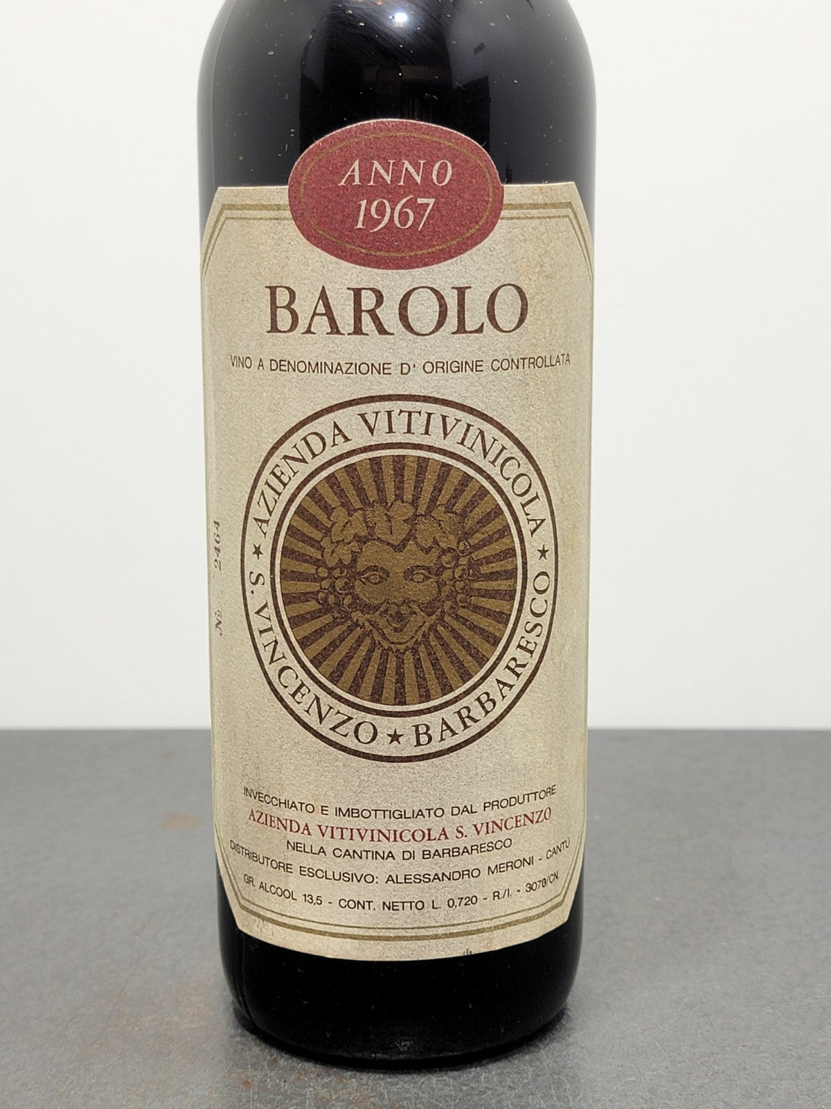 Barolo S. Vincenzo Riserva Speciale 1967 bott.72 cl 13.5%