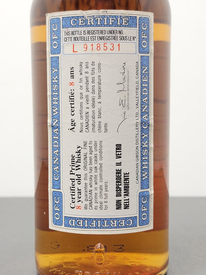 Whisky Canadian O.F.C 8 year 1981 Gibson 86 proof bott.75 cl 43.4%