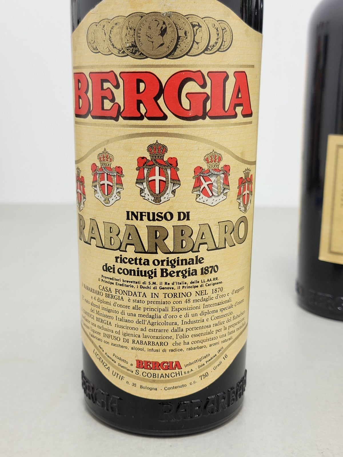 Liquore Bergia Rabarbaro S.Cobianchi anni 70 bott. 75 cl 16%