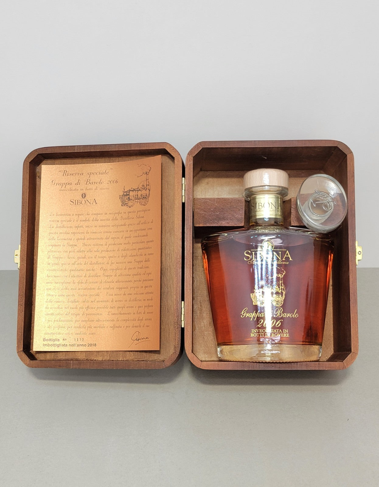 Grappa Di Barolo Sibona 2006 Millesimato Cassa In Legno bott. 70 cl 44%