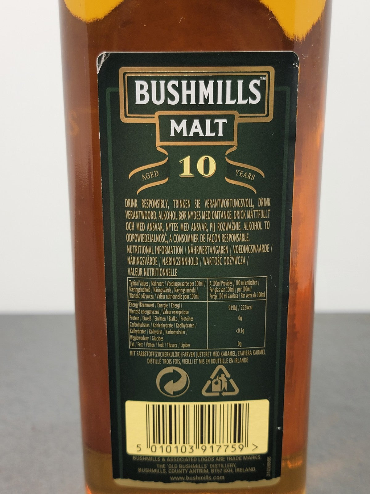 Whisky Bushmills 10 years 400° Aniversario Irish Single Malt 1 Litro 40%