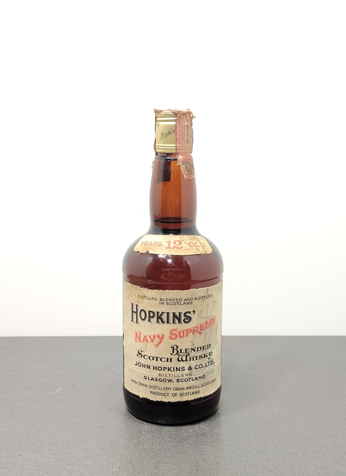 Whisky Hopkins Navy Supreme 12 years 1970s Blended Scotch Whisky bott. 75 cl 43%