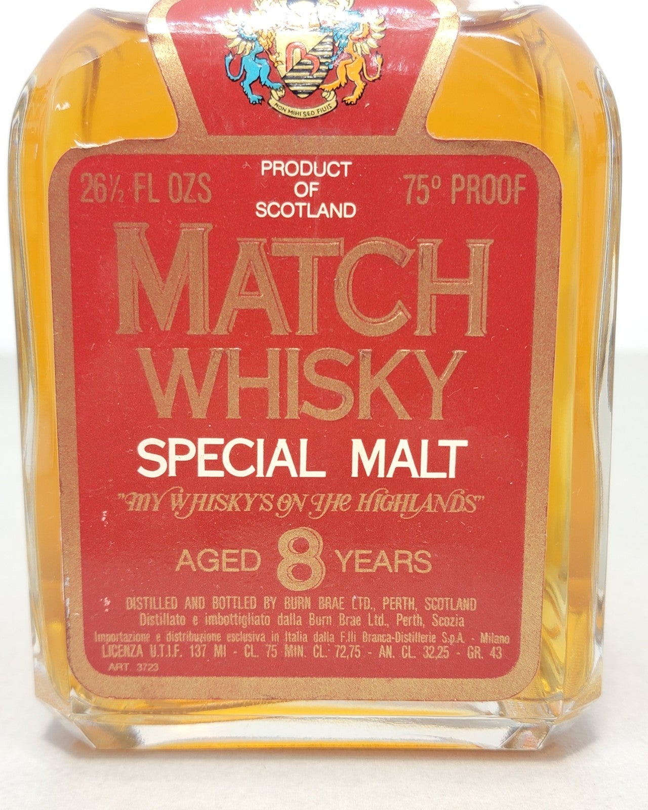 Whisky Match 8 years 1970s Special Malt 75 Proof bott.75 cl 43%