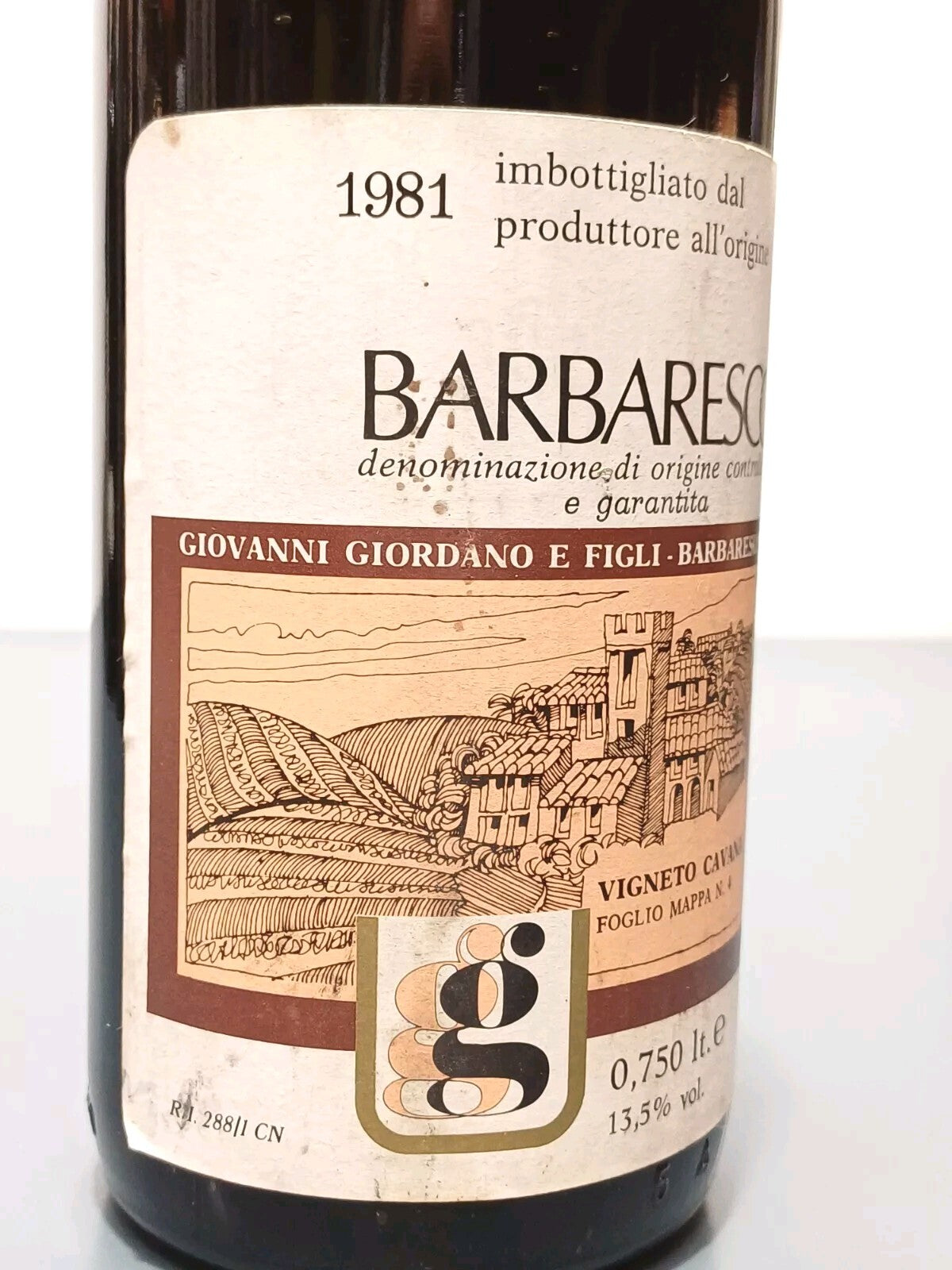 Barbaresco Giovanni Giordano 1981 Vigneto Cavana bott. 75 cl 13.5%