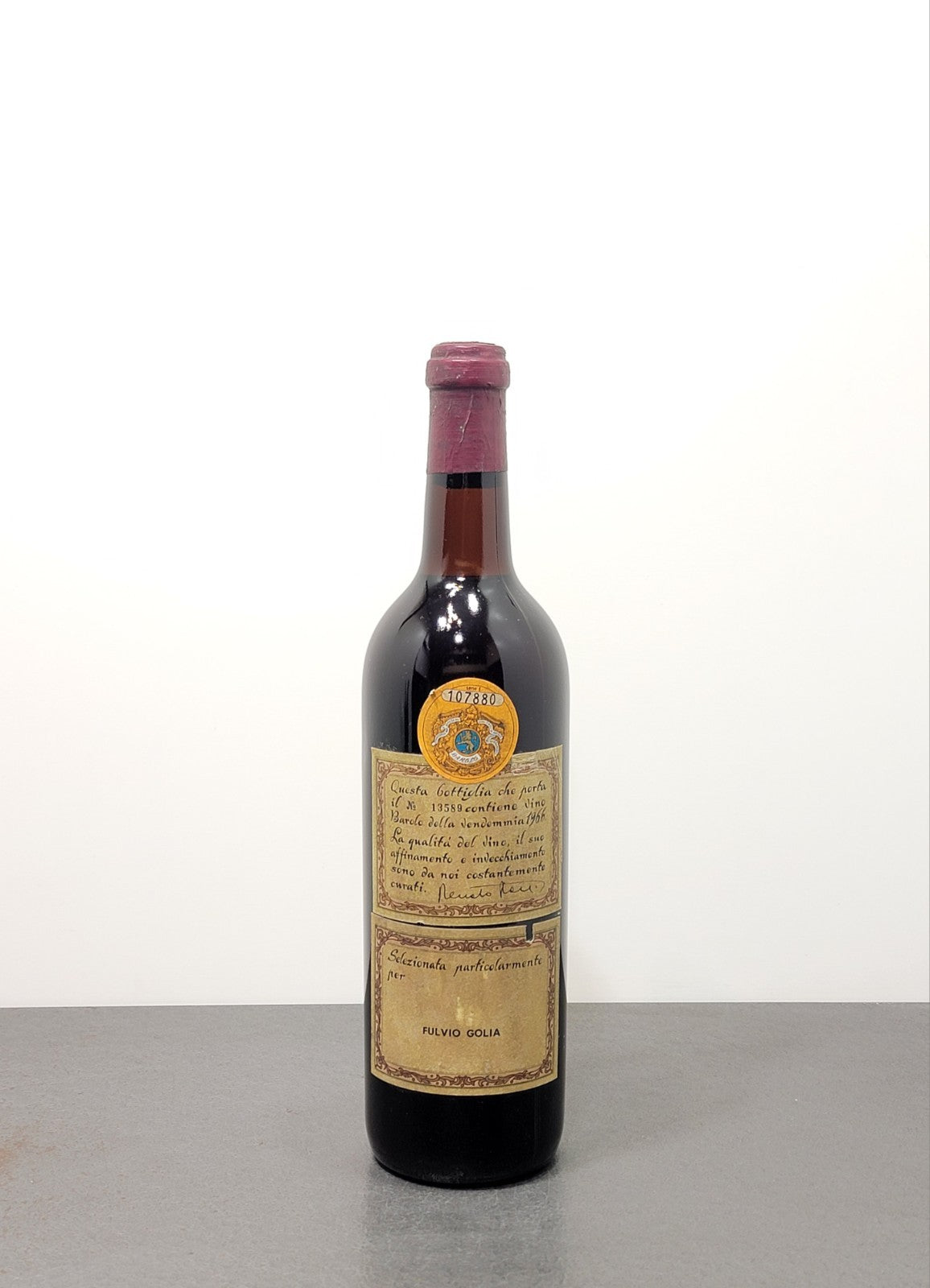 Barolo Renato Ratti 1966 Antiche Cantine Abbazia dell'Annunziata 72 cl 13.5%