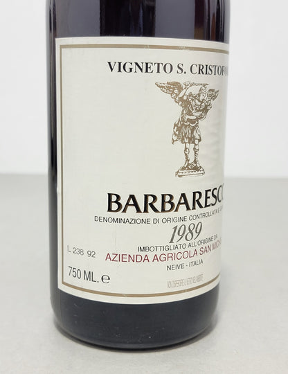 Barbaresco San Michele 1989 Vigneto San Cristoforo Neive bott.75 cl 13.5%