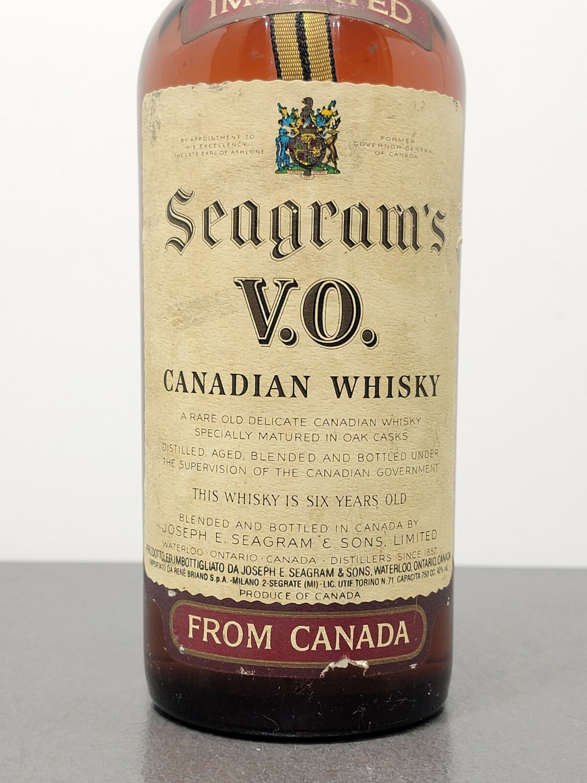 Whisky Canadian Seagram's V.O. 1974 6 Years Old bott.75 cl 40%