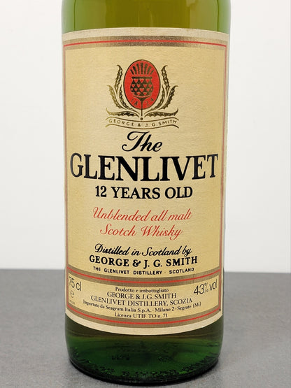 Glenlivet 12 years 1980s Whisky Pure Single Malt George J.G Smith bott.75 cl 43%