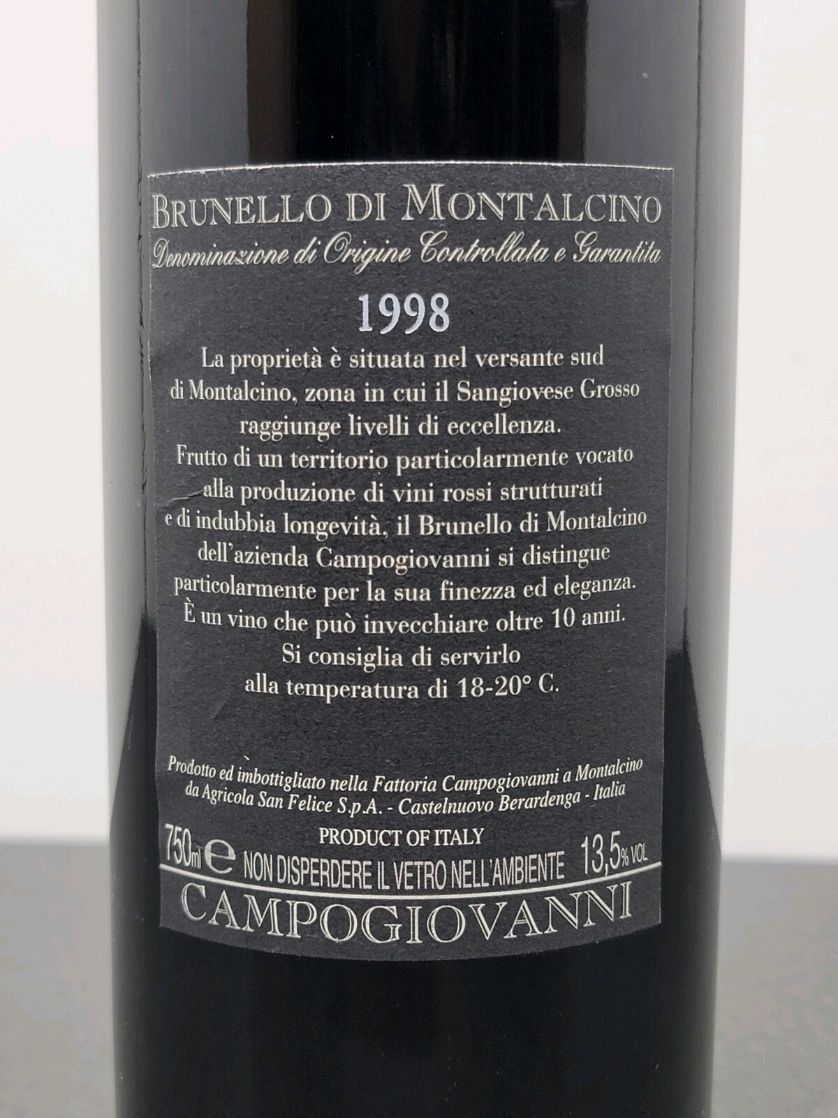 Brunello di Montalcino Campogiovanni 1998 bott.75 cl 13.5%
