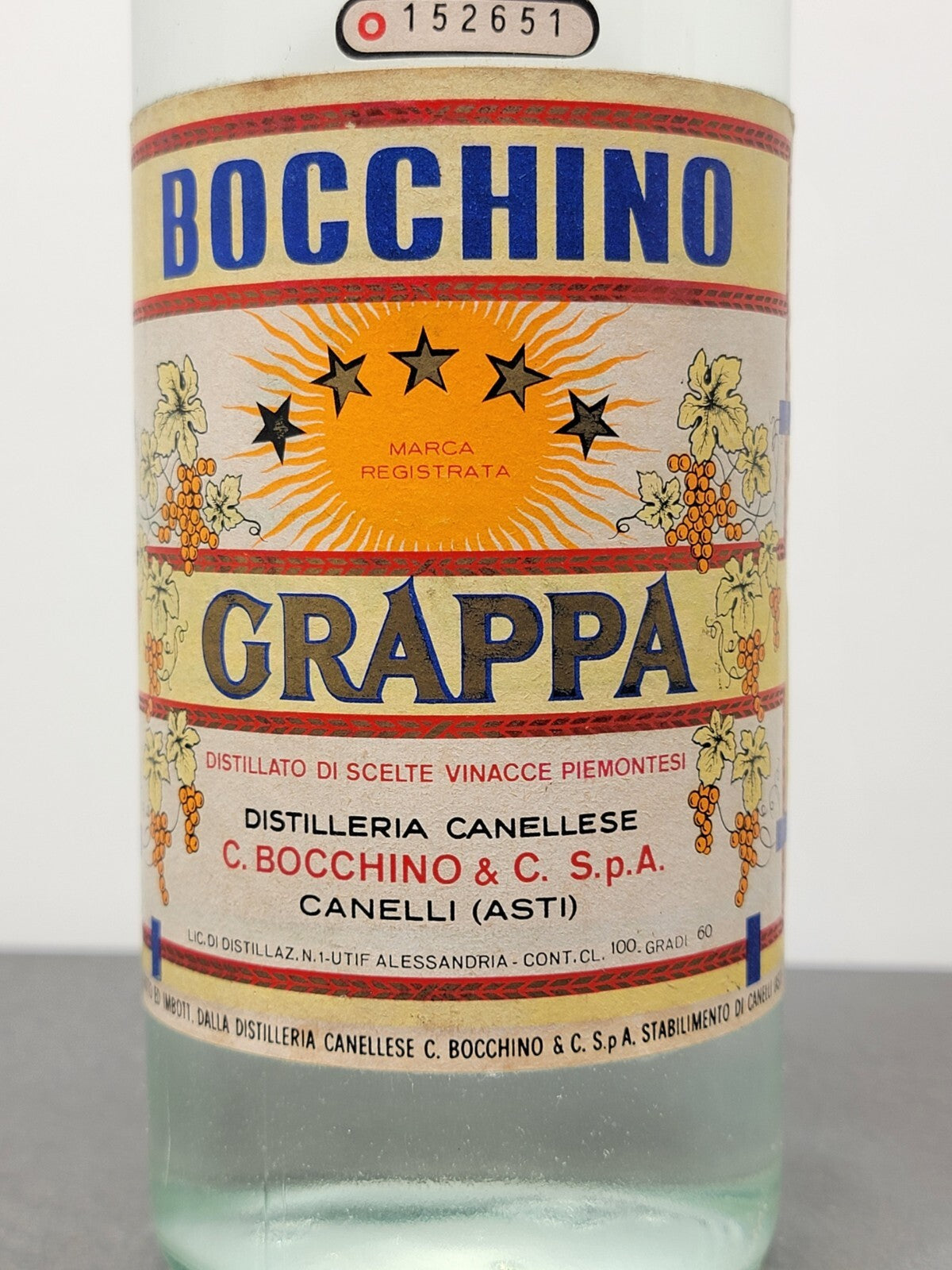 Grappa Di Bocchino Canelli 1960s bott. 1 Litro 45%