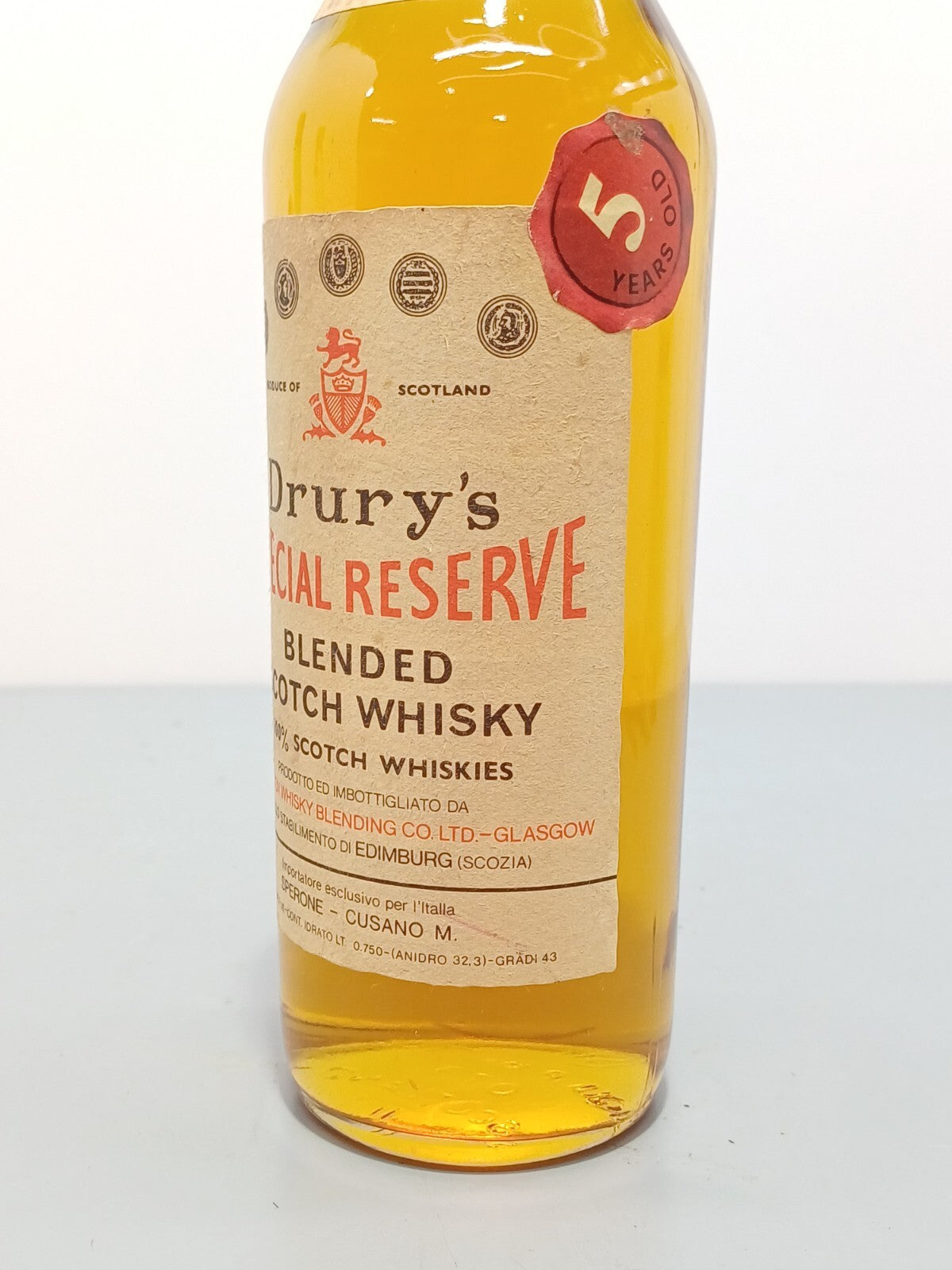 Whisky Drury's 5 years Special Reserve Blended Scotch Whisky anni 70 bott.75 cl